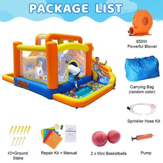 Baralir 16.5x11FT Heavy Duty Bounce House Water Slide Combo for Big Kids, Wet/Dry Split Play Zones, Kids Bounce House with 2 Independent Slides, 2 Climbing Walls & 2 Pools, 2 Crawl Tunnels