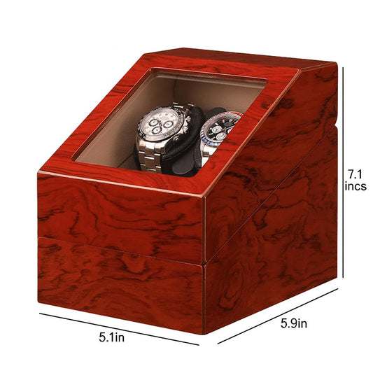 Mineesi Watch Winders for Automatic Watches, Automatic Watch Winder Box,2 Watch Winder with Quiet Motor and 2 Storage Case for Man/Woman's Watches (Tawny Brown)