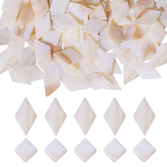 beinkmake 195Pcs Mother of Pearl Mosaic Tiles Bulk Natural Shell Mosaic Flat Rhombic Square Tiles for Home Decoration DIY Crafts
