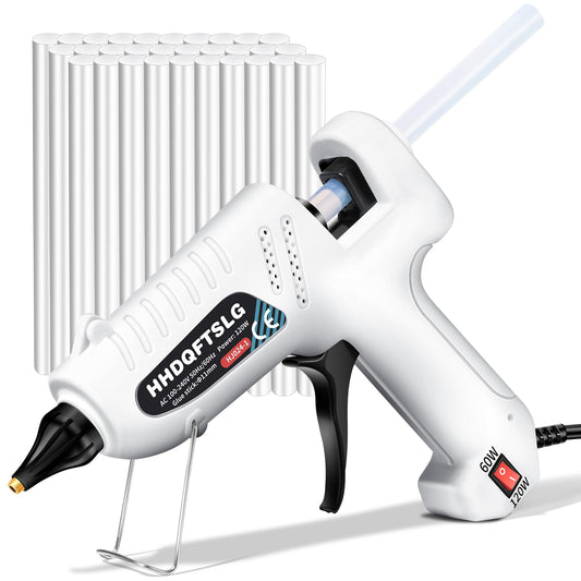 HHDQFTSLG 60/120W Full Size Hot Glue Gun Kit, Dual Power Glue Gun with 30PCS Premium Glue Sticks (6"x0.44"), Fast Preheating Heavy Duty Industrial Hot Melt Glue Gun for Craft,DIY and Gift Making