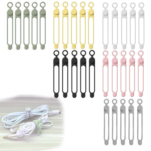 30Pcs Silicone Cable Straps Cord Organizer for Bundling Earphone, Phone Charger Cords, Highly Elastic Cable Ties, Reusable Convenient Storage and Organization Used for Organizing the Desktop ﻿