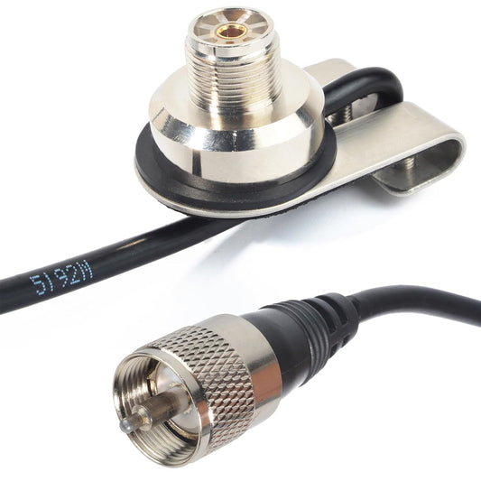 13Ft RG-58 PL-259 SO239 (TCJ-N6) HYS Heavy-Duty Trunk Lid Antenna Mount Bracket Base with Coax Cable, to UHF Connectors
