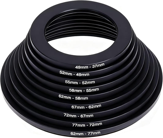 Wokyo 82mm-37mm 82mm 37mm Step Down Lens Filter Adapter Ring, Camera Lens Filter Metal Stepping Rings Kit Black