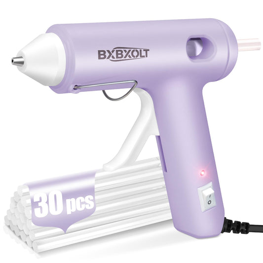 Hot Glue Gun, 30W Glue Gun Set with 30 Premium Glue Sticks, Fast Preheating Hot Melt Glue Gun for Crafts, DIY Arts & Quick Home Repairs, School Projects, Light Purple