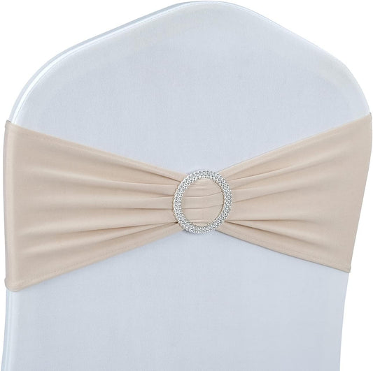 Babenest Spandex Chair Sashes Bows - 30PCS Premium Stretch Covers with Buckle Slider for Weddings | Champagne