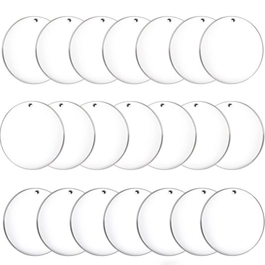 Senbota 100 Pcs Round Acrylic Keychain Blanks 2Inch Circle Blanks with Hole,Clear Acrylic Discs Circles Bulk for Keychains Ornament Painting and Vinyl Crafts Projects