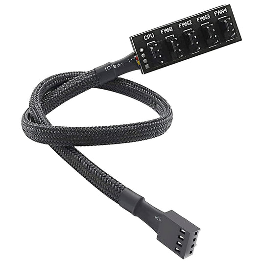 ThreeBulls 4 PIN/3PIN 12V 1 5 (15.7 Inch) PWM Fan Hub, PC CPU Cooling Power Fan Extension Cable Hub Splitter Adapter