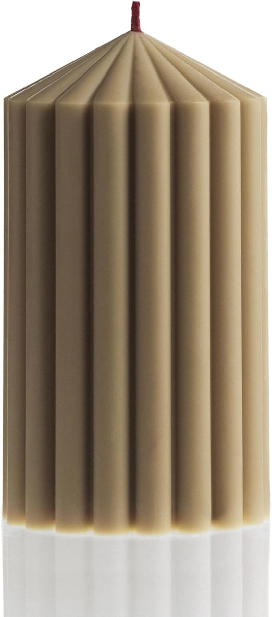 LAWA Ribbed Peak Pillar Candle - Large Beautiful Handmade Pillar Scented Soy Wax Candle Elegant Bubble Aesthetic Candle Housewarming Gift Home Room Shelf Decor Idea Olive Beige (Small)