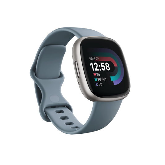 Fitbit Versa 4 Fitness Smartwatch with Daily Readiness - 3-Month Google Health Premium Membership Included - GPS, 24/7 Heart Rate, 40+ Exercise Modes, Sleep Tracking - Waterfall Blue/Platinum,