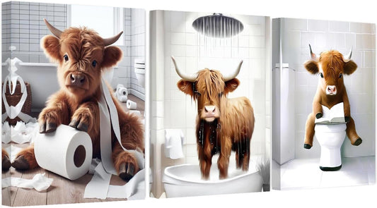 Clendo 3 Pack Cow Diamond Art Kits for Adults - Farm Animal Humor 5D Diamond Painting Kits, Full Drill Diamond Dot Gem Art Kit for Adults Wall Home Decor Arts Craft 12x16 inch