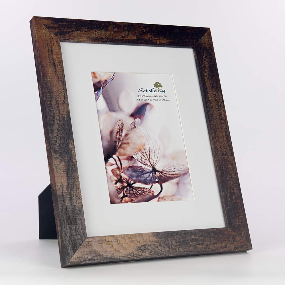 Scholartree Wooden Brown 8x10 Picture Frame 2 Set in 1 Pack can Display 8x10 picture without mat or 5x7 picture with mat