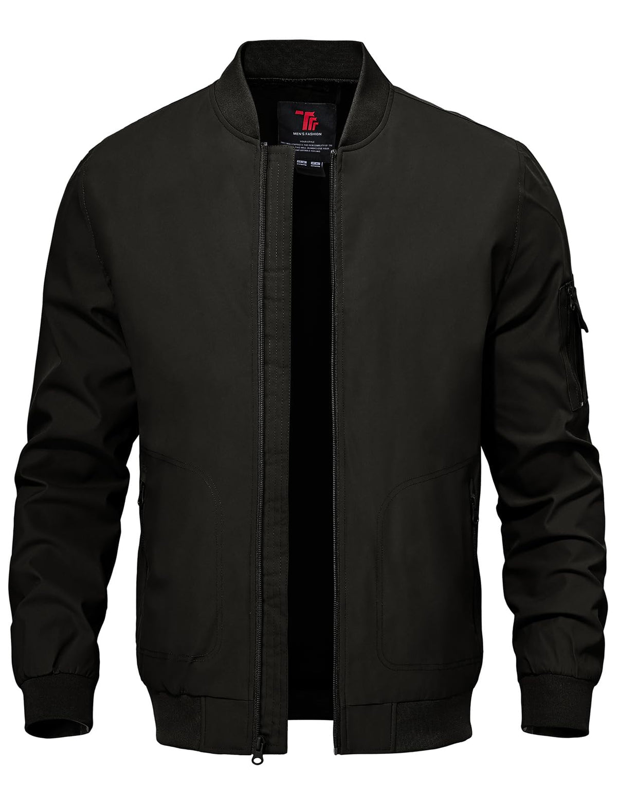 TBMPOY Men's Black Lightweight Bomber Jackets Light Windbreaker Casual Stylish Fall Golf Dress Business Varsity Black XL