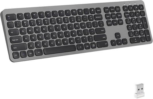 cimetech 2.4GHz Wireless Keyboard with Number Pad Full Size Design for Laptop Desktop PC Tablet, Windows iOS Android