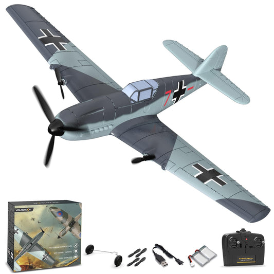 volantexrc RC Plane 3 Channel Remote Control Airplane Fighter Toys, 2.4GHz 6-axis Gyro Stabilizer RTF Glider Aircraft Plane, Easy to Fly for Adults Beginners (BF109)