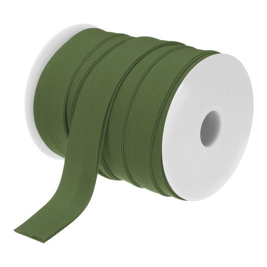 MECCANIXITY 1 Inch Double Fold Bias Tape Polyester Continuous Bulk Bias Tape for Sewing,Seaming Quilting Hemming Binding Crafts (Dark Green 25 Yards)