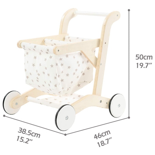 labebe Baby Push Walker Doll Stroller, Push Toy for Toddler, Shopping Cart for Girls and Boys 1 Years Old, Kids Stand Learning Walker, Wooden Play Wagon with Wheel, Larger Size 15.2 * 18.7 * 19.7