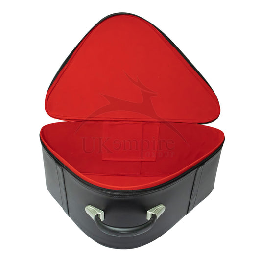 UK EMPIRE GROUP Premium Masonic Knights Templar Chapeau Case, Black Leather Red (lined) – Freemason Bags & Cases