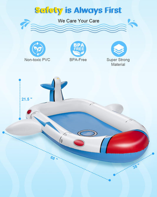 Kiddie Pool for Toddlers, Splash Pad for Kids Ages 4-8, 68" Inflatable 3-in-1 Swimming Pool for Kids, Backyard and Outside Sprinkler Play Mat Wading Pool for 3 4 5 6 Year Old