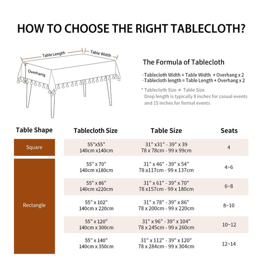 Deep Dream Tablecloths, 55 x 86 Inch Waterproof Table Cloth, Linens Wrinkle Free Anti-Fading, Rustic Table Cover Decoration for Kitchen Dinning Christmas (Rectangle/Oblong,6-8 Seats, Light Coffee)