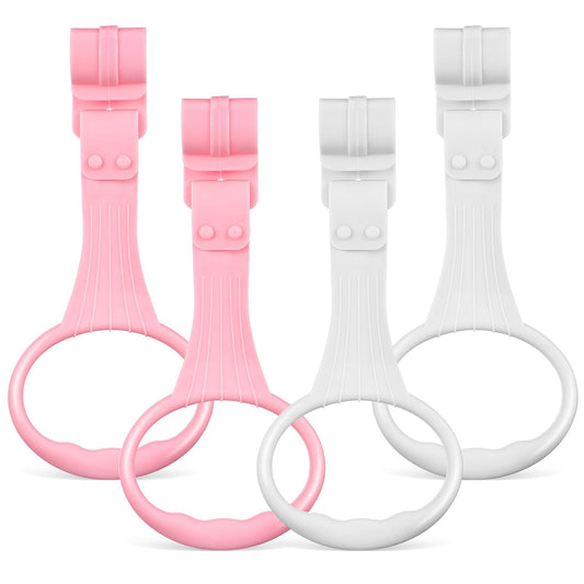 Beavorty Baby Pull up Rings 4 Pcs Plastic Hanging Rings for Playpen and Crib Toddler Walking Assistant and Standing Support Toy for Early Development
