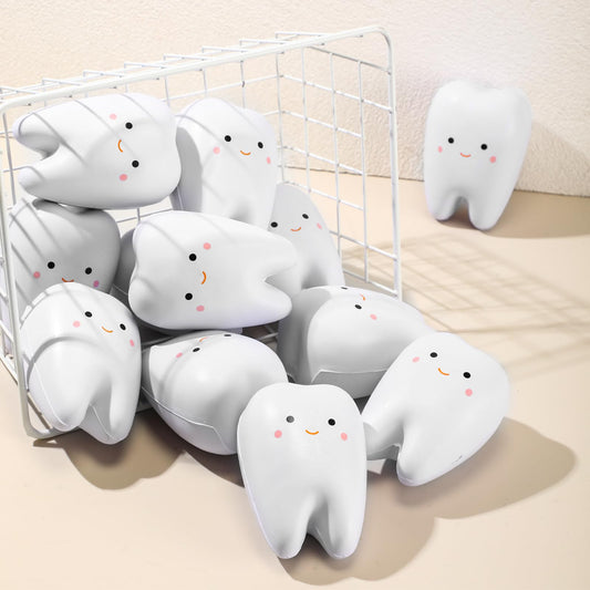 Shappy 12 Pcs Dentist Gift Teeth Jumbo Kawaii Teeth Slow Rising Squeeze Cute Tooth Cartoon Tooth Toy for Girls and Boys Soft Stress Relief Cute Squeeze Dental World Oral Health Day Gift