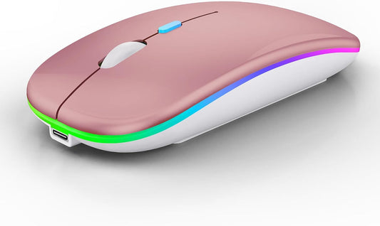 WREANU Use(BT5.2 2.4G Wireless Bluetooth Mouse Rechargeable Laptop Mice with LED Lights Silent Slim & Portable USB)