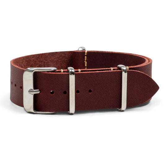 Benchmark Basics Leather Watch Band - Crazy Horse Oiled Leather One-Piece Watch Straps for Men & Women - 20mm, Oxblood