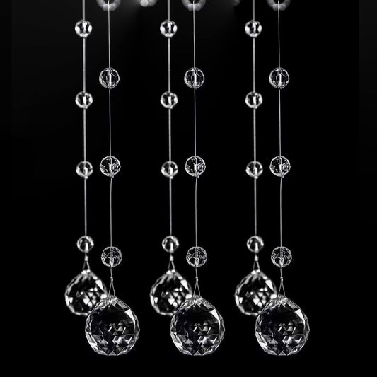Bolo.ban Crystal Beaded String Clear Glass Beads Garland Strands Hanging Wedding Arch Decor Curtain Chandelier Christmas Tree Ornaments Door String Beaded Drapes Decoration Accessories(3.3 Feet 5pcs)