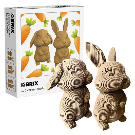 QBRIX Big-Eared Couple 3D Puzzles for Adults, 3D Model Kit for Teens, DIY Crafts for Home Decor, Original Gift for Boys&Girls 14+, Cardboard Model Building Kit
