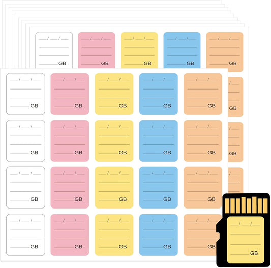 YEWROXY 200PCS Writable(0.98"x0.78") SD Card Labels, Stick-On Camera Memory Card Labels for Photographers,Multi-Color
