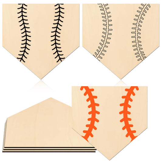YLOLUL 3 Pcs Unfinished Wood for Crafts Wooden Home Plate Baseball Unfinished Wood Baseball Plaque Baseball Home Plate Softball Diamond Base Silhoutte, 12 Inch