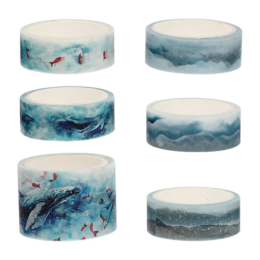 NUOBESTY 6 Rolls Fish Washi Tape Decorative Masking Tape Japanese Paper Tapes for DIY Projects Arts Crafts Scrapbooks Journaling Calendar Dairy Decor