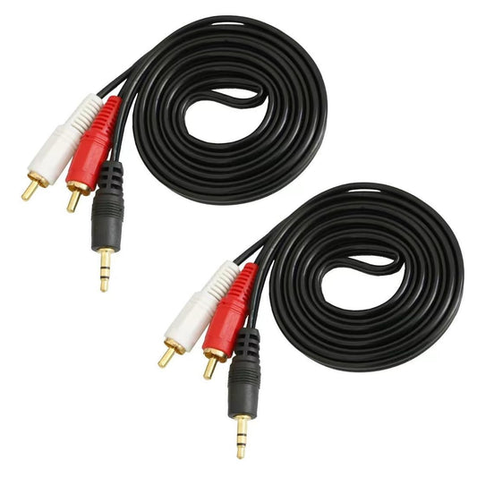 ThtRht 2 Pack 1/8'' 3.5mm 2 Mp3 1.5 Audio Cable TRS Male to RCA Male Stereo Sound Cord for Computer Phone Port