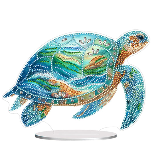C'eitura 5D DIY Diamond Art Sea Turtle Tabletop Decor - Double-Sided Crystal Rhinestone Desktop Ornament for Home Office, Marine Life Craft Gift for Adults