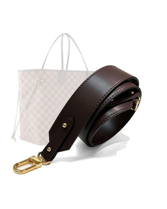LOFZAR Wide Vachetta Leather Replacement Bag Strap, Fits Neverfull PM/MM/GM Graceful and More (25.5" L, Dark Brown)