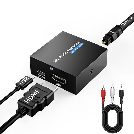Tihokile 192KHz Optical/Toslink+3.5mm Speaker/Soundbar/Headset ARC Audio Extractor, HDMI ARC to Optical Converter, ARC