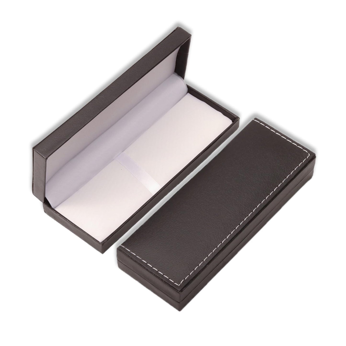 ZGGAZCA Leather Pen Box Single Case Empty Rectangle Pen Boxes for Fountain and Ballpoint Pens Display Organizer Storage Case for Men and Women Business Office School Supplies Collection Black