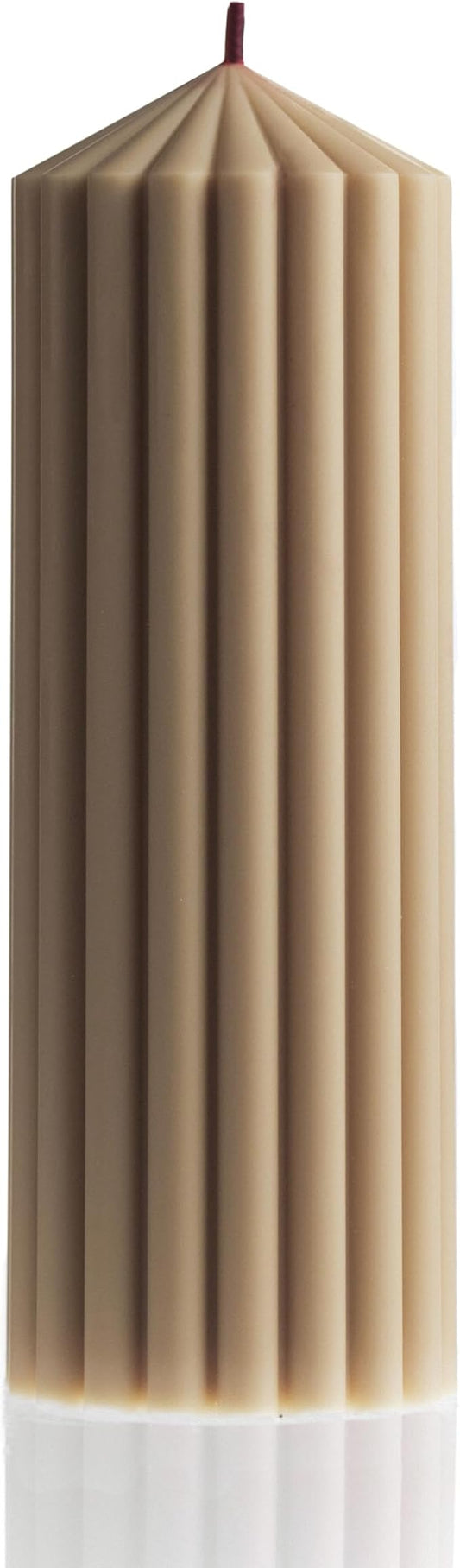 LAWA Ribbed Peak Pillar Candle - Large Beautiful Handmade Pillar Scented Soy Wax Candle Elegant Bubble Aesthetic Candle Housewarming Gift Home Room Shelf Decor Idea (Medium, Sandstone)