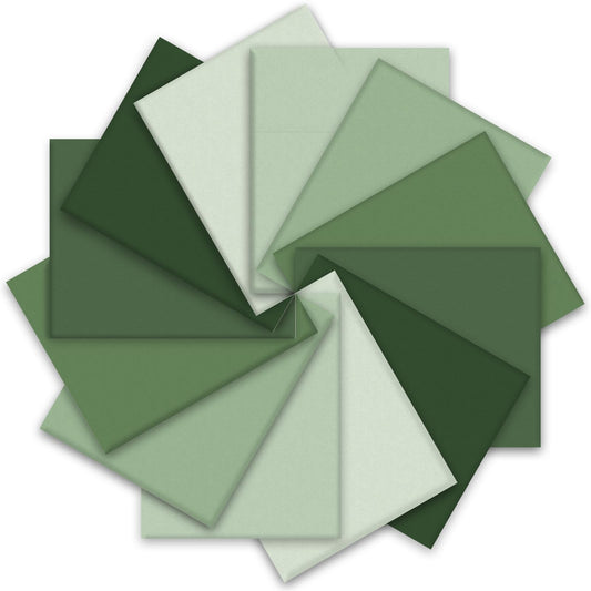 JarThenaAMCS 12Pcs Sage Green Cotton Fabric Bundles 10 x 10 Inch Gradient Green Fabric Squares Colorful Sewing Fabrics for DIY Craft Party Decor