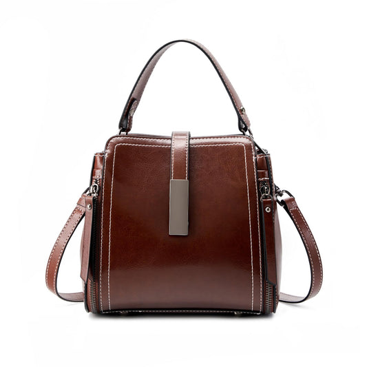 MoreFarther Genuine Leather Crossbody Bags for Women, Genuine Leather Purses Bucket Bags Shoulder Bag with Adjustable Shoulder Straps (Caramel)