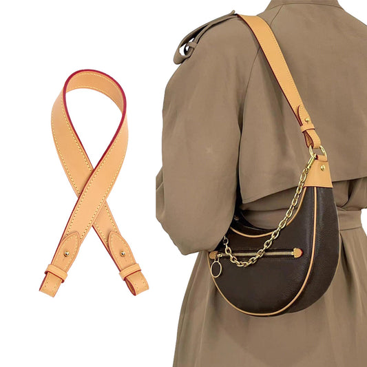 KIYOMIL Genuine Vachetta Leather Shoulder Bag Strap Replacement for Graceful Handbag(BEESWAX-Length:25.6in)