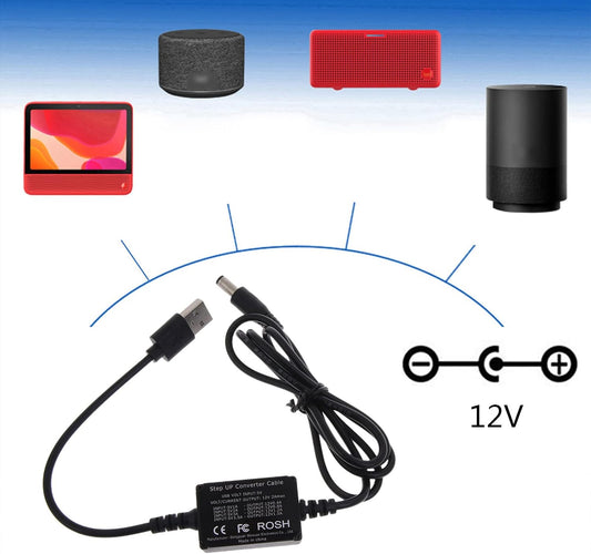 Bottone DC5.5x2.1mm 5V 12V, 3A, USB to Power Regulator Charging Cable, to Indoor Use, Compatible with Laptop, Power