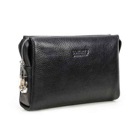 CONTACTS Clutch Purse Bag Leather for Men Anti Theft Wristlet Handbag Wallet Multiple Compartments Card Phone Holder Travel Bag