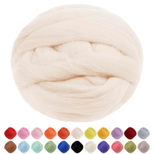 JeogYong Needle Felting Wool, 7.05oz Wool Roving Chunky Wool Yarn, Beige Wool Roving Yarn for Needle Felting, Wet Felting, Felting Projects, DIY Crafts