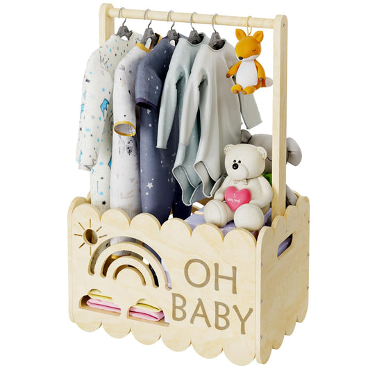 BPMFDTNL Wooden Baby Shower Crate Closet, Wooden Baby Shower Crate Closet, Boys and Girls for Baby shower wooden basket Gifts, Welcome Baby Gifts, Suitable for Pregnancy Glfts for New Parent