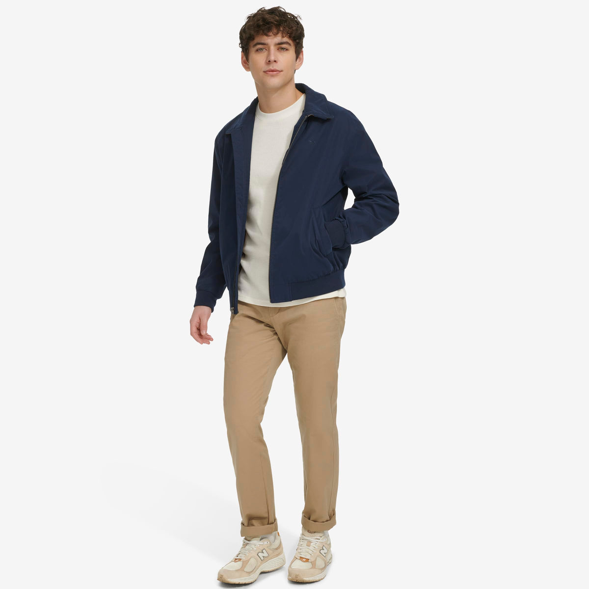 DOCKERS Micro Twill Golf Bomber Jacket, Navy Filled, M