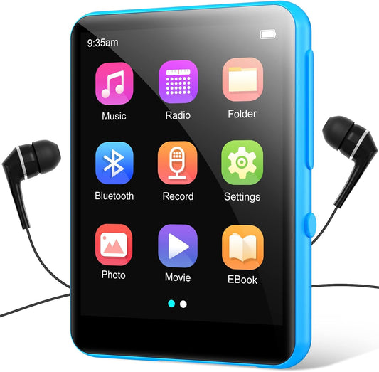 Conrain 64GB 2.4" MP3 5.3, 128GB Full Touch Screen Player with Bluetooth Portable HiFi Sound Quality Music Player
