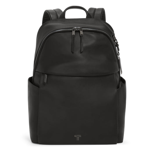 TUMI - Voyageur Raina Backpack - Women's Premium Leather Backpack - Everyday Bag with Phone Pocket & Laptop Compartment - Black, Gunmetal Hardware