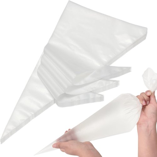 HOMIOVE 18-Inch Disposable Pastry Piping Bags - 100-Pack Thick Anti-Burst Icing Bags for Decorating Cakes & Cupcakes
