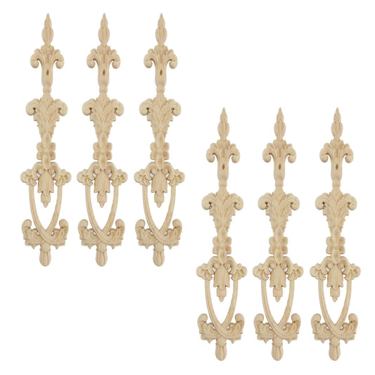 UTALIND 6 Pack Decorative Wood Carved Appliques Onlays Frame Decals, Wooden Carving DIY Craft Set for Wall Dresser Door Bookcase Cabinet (10" x 1.9")